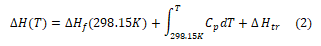 معادله محاسیه آنتالپی مورد استفاده برای تولید فرومنگنز