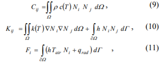 معادله 9-10-11  در مسیر بررسی توزیع حرارتی تاندیش